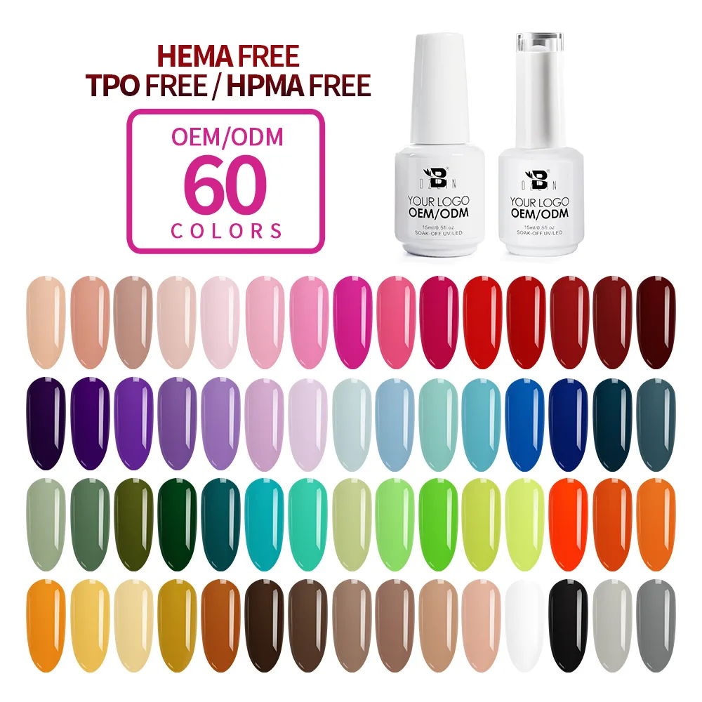 Bozlin HEMA TPO Free 60 Couleurs 15ml Vernis Gel Semi-Permanent UV en Une Étape 1