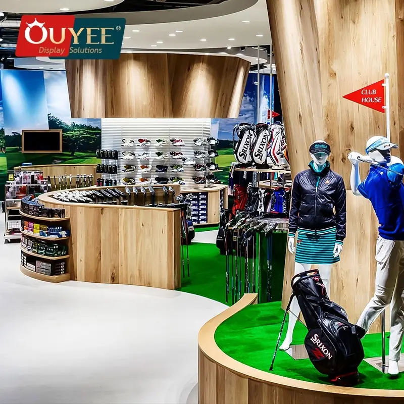 رف عرض خشبي أسود كبير الحجم لأدوات الجولف - مصمم حسب الطلب (OEM/ODM) 1