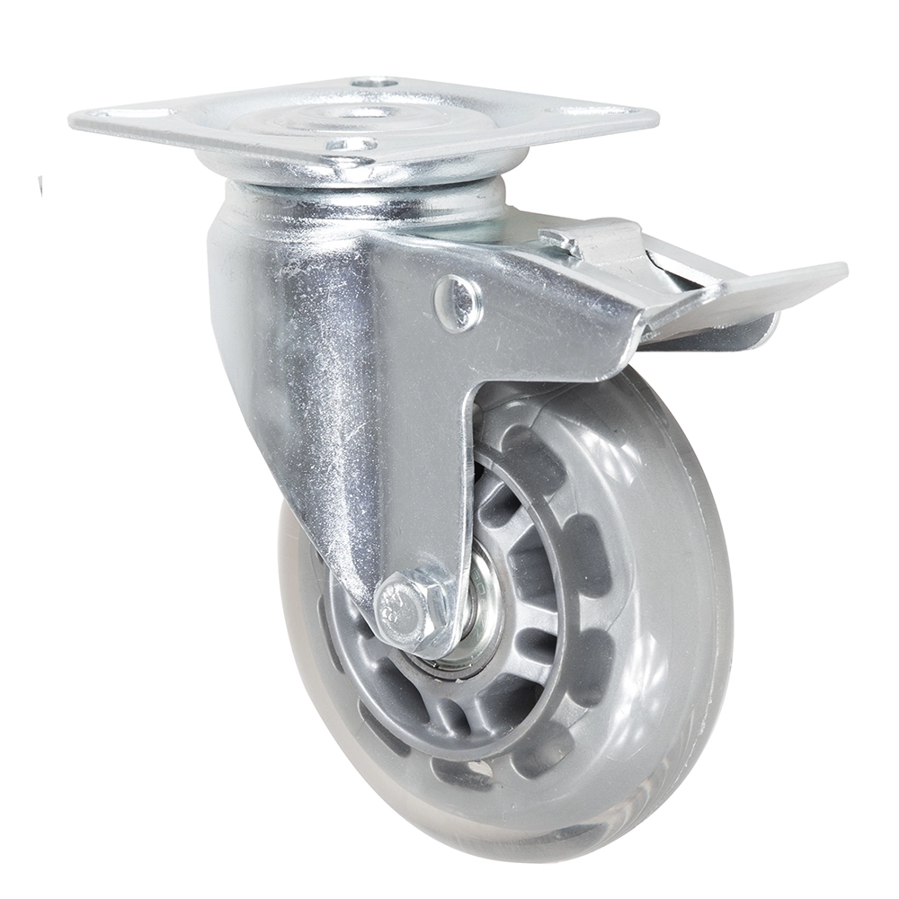 Double Ball Bearing Mini 3 Inch Transparent Polyurethane Wheel Casters With Lock 1