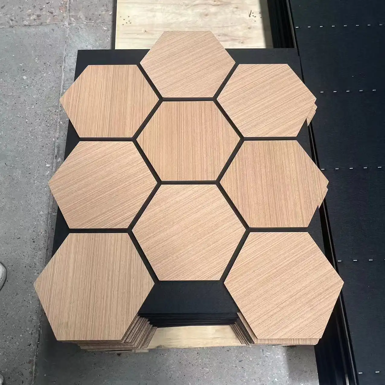 3D Hexagon MDF Wall Panels Decorative Wooden Veneer Door Skin Natural Ash 1
