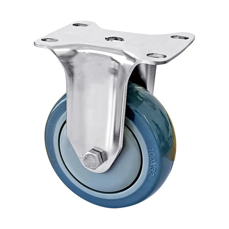 Wholesale 304 Stainless Steel Rigid Polyurethane Caster And Wheel Fixed Pu Medium Duty Castor 1