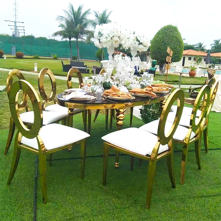 Luxury Gold O Back Wedding Reception Chair Stainless Steel For Hotels Parties Weddings And Outdoor Events 1