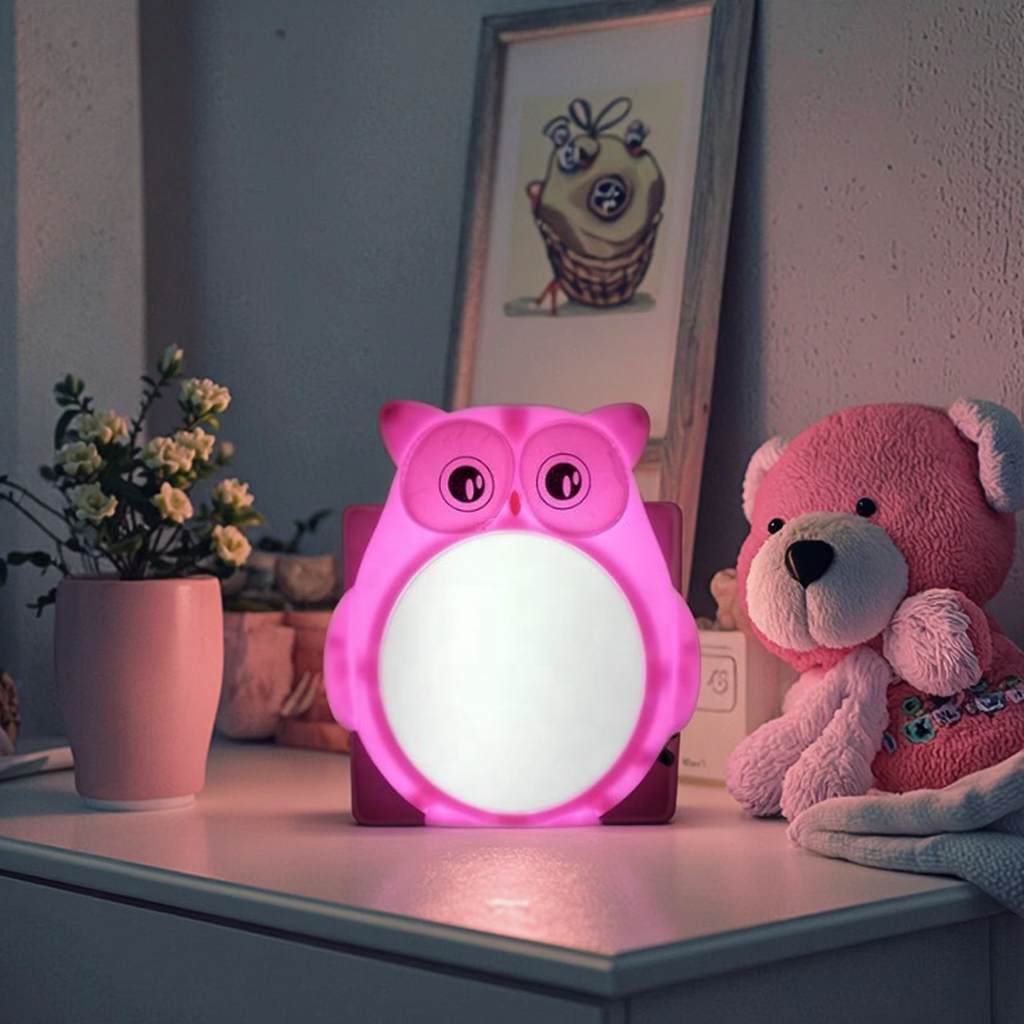 OEM Plug In Gift Cartoon Owl Led Lamp GL-W004 Bedside Night Light For Kids Room Decoration Night 1