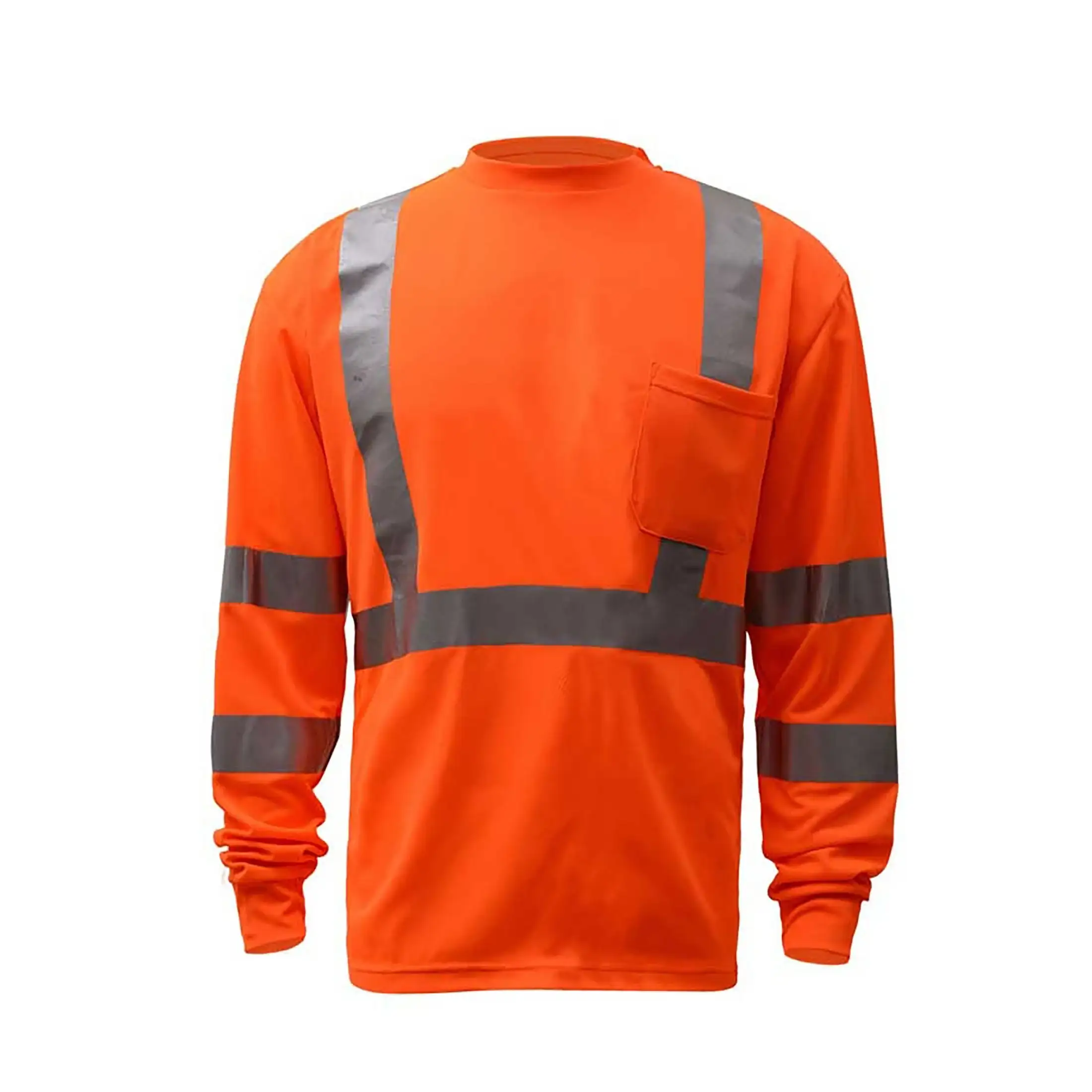 Chemise de sécurité à manches longues haute visibilité et haute réflectivité personnalisée pour chantiers et travaux routiers 1