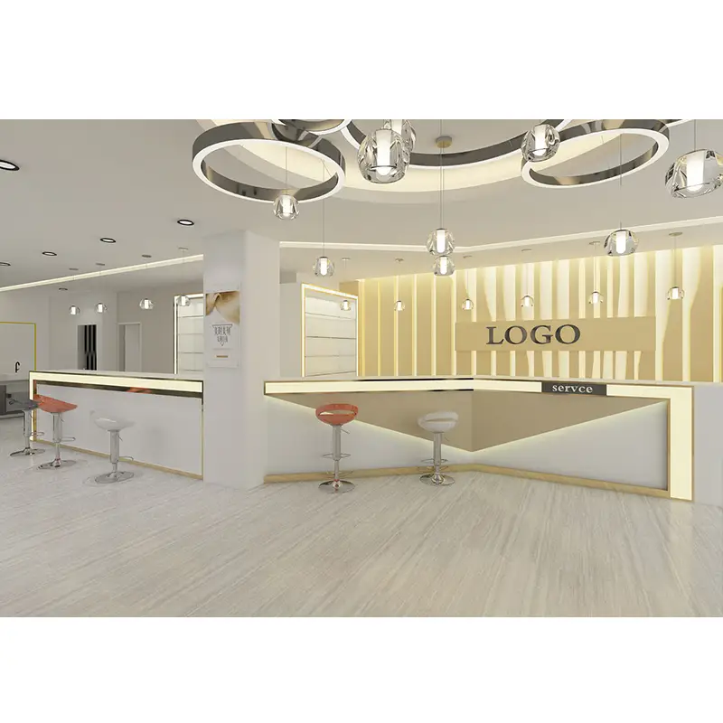 Balcão de recepção com vitrines para salão de cabeleireiro e estética. 1