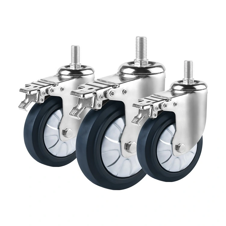 Thermoplastic Rubber Tpr Caster Wheel Mid-heavy Duty Casters Wheel 100mm With Brake Lead Screw 1
