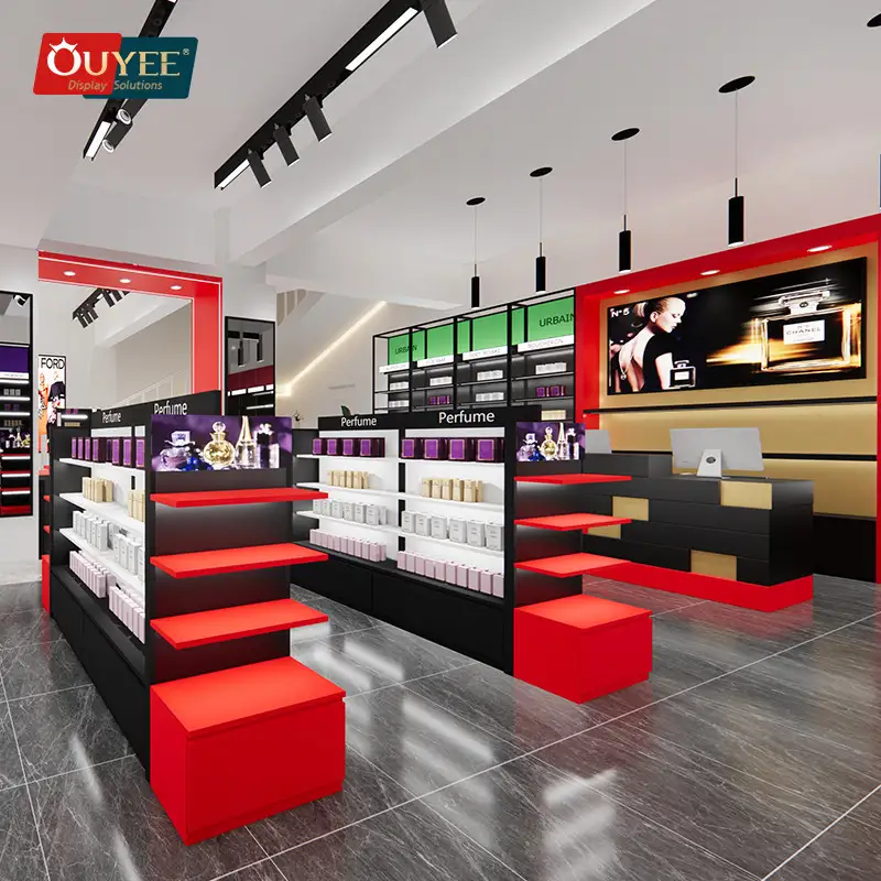 رفوف عرض العطور وخزانة عرض مستحضرات التجميل 1