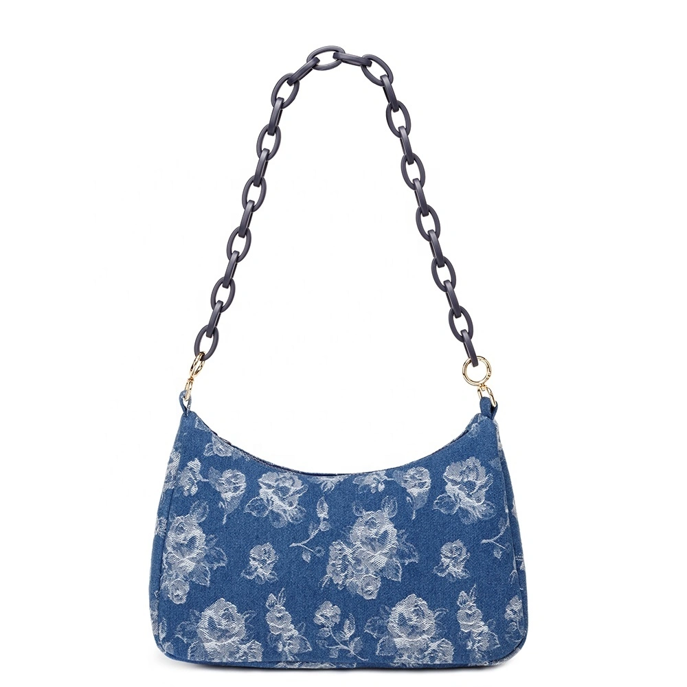 New Style Luxury Women Handbags Chain Women Luxury Purse Tote Bag In Jacquard Denim 1