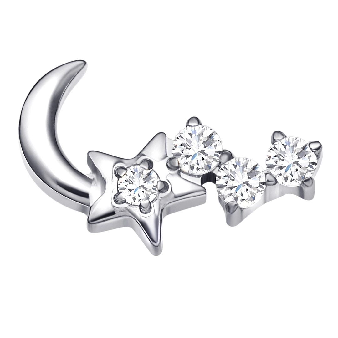 Eternal Metal Astm F136 Titanium 5a Clear Zircon Flat Lobe Helix Moon Star Internally Threaded Labret Piercing Jewelry 1