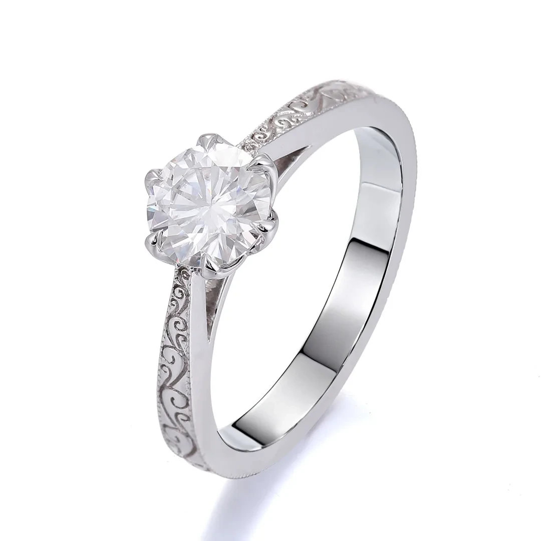 Pass Tester Custom Fine Jewelry 10k White Gold Gra Vvs Moissanite Wedding Ring Woman Engagement Moissanite Ring For Women 1