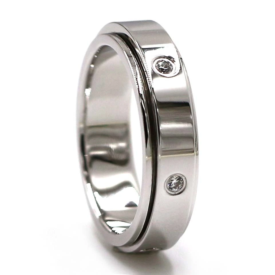 Sr00168 Valore all'ingrosso Anello nuziale in argento sterling 925 con montatura a castone e zircone centrale mobile 1