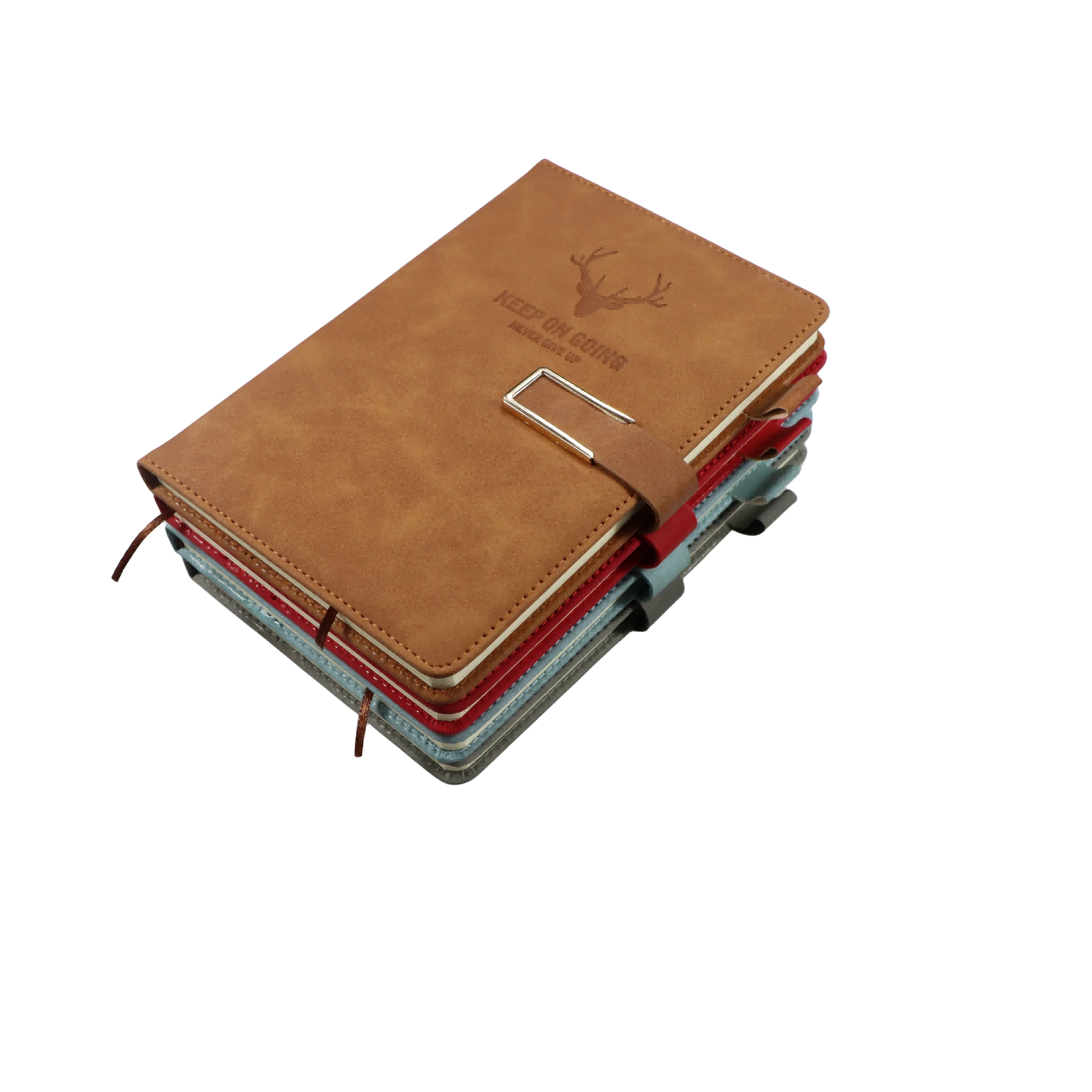 Carnet en cuir simple et à couverture rigide, avec rubans et boucles 1