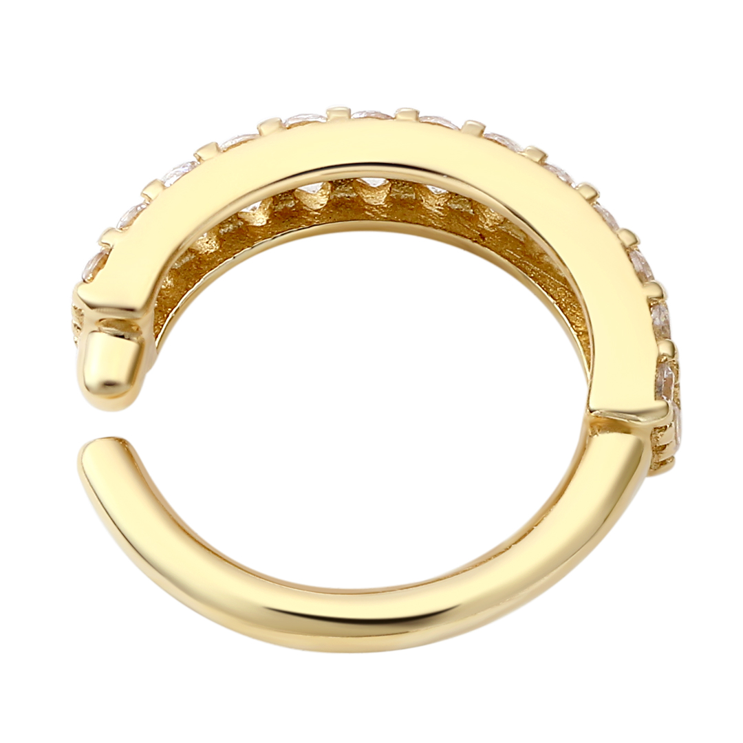Eternal Metal 14k Solid Gold Double 5a Cz Inlaid Forward Facing Ear<000000>nose Hoop Navel<000000>lip Piercing Seamless Ring Jewelry 6