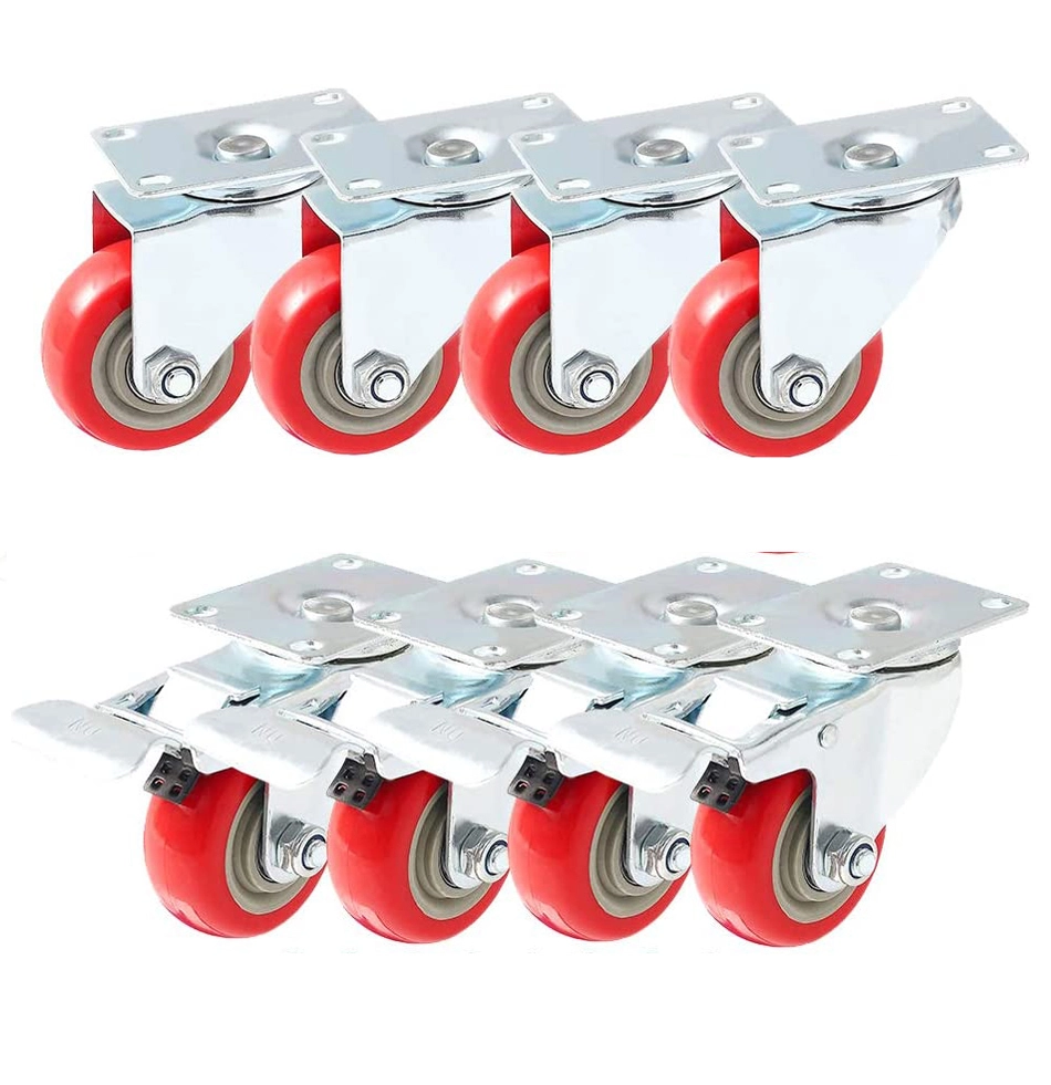 3 4 5 Medium Duty Double Ball Bearing Universal Wheel Plastic Pu Pvc Trolley Castor Swivel Locking Furniture Caster Wheels 1