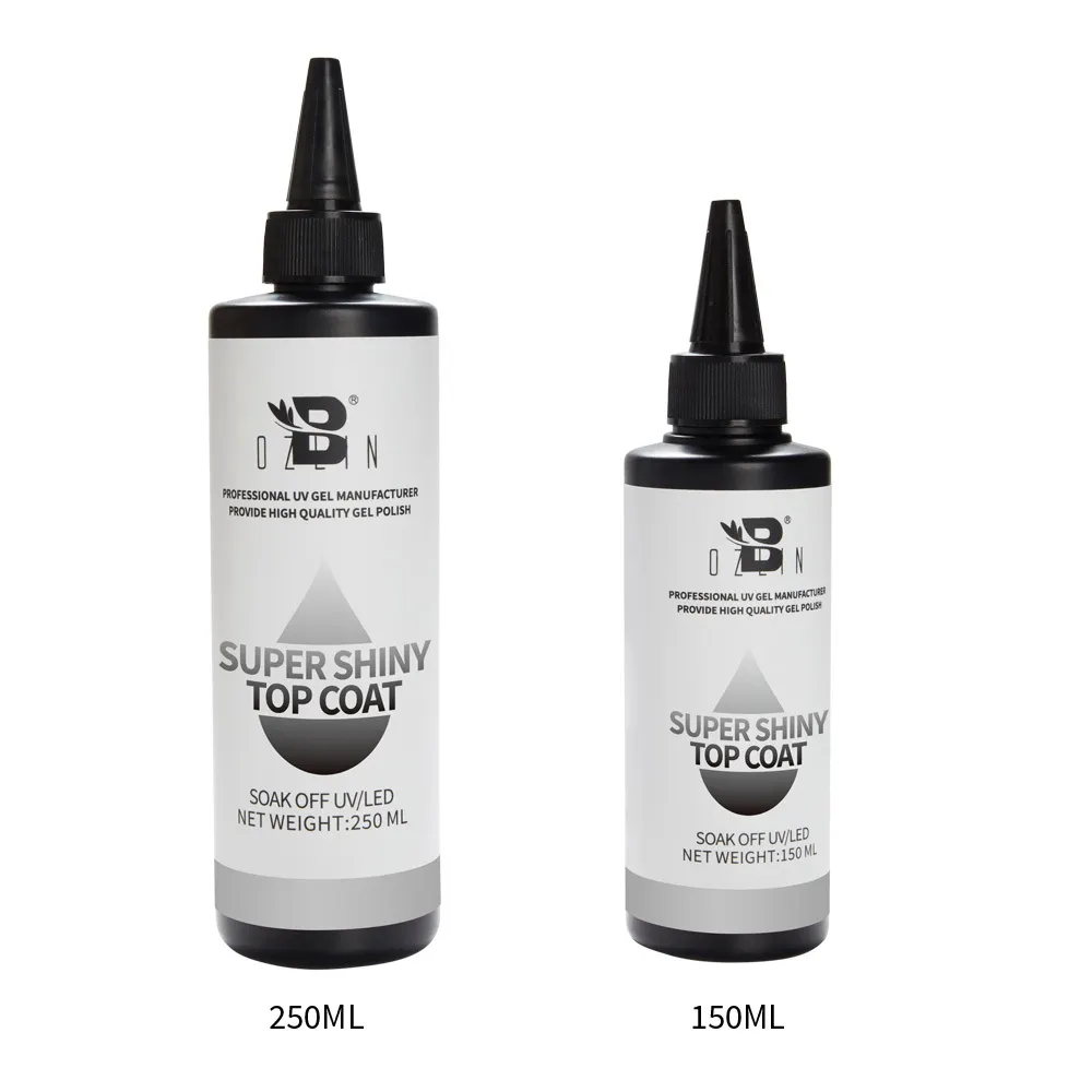 Bozlin Clear No Wipe High Shine UV Gel Top Coat Nail Supplies Bulk for Salon 1