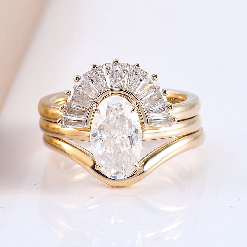 Bijoux pour dames classiques 14K Jaune Gold Fashion Moisanite Mariage & Party Bielry Anneaux pour femmes Ring de fiançailles 1