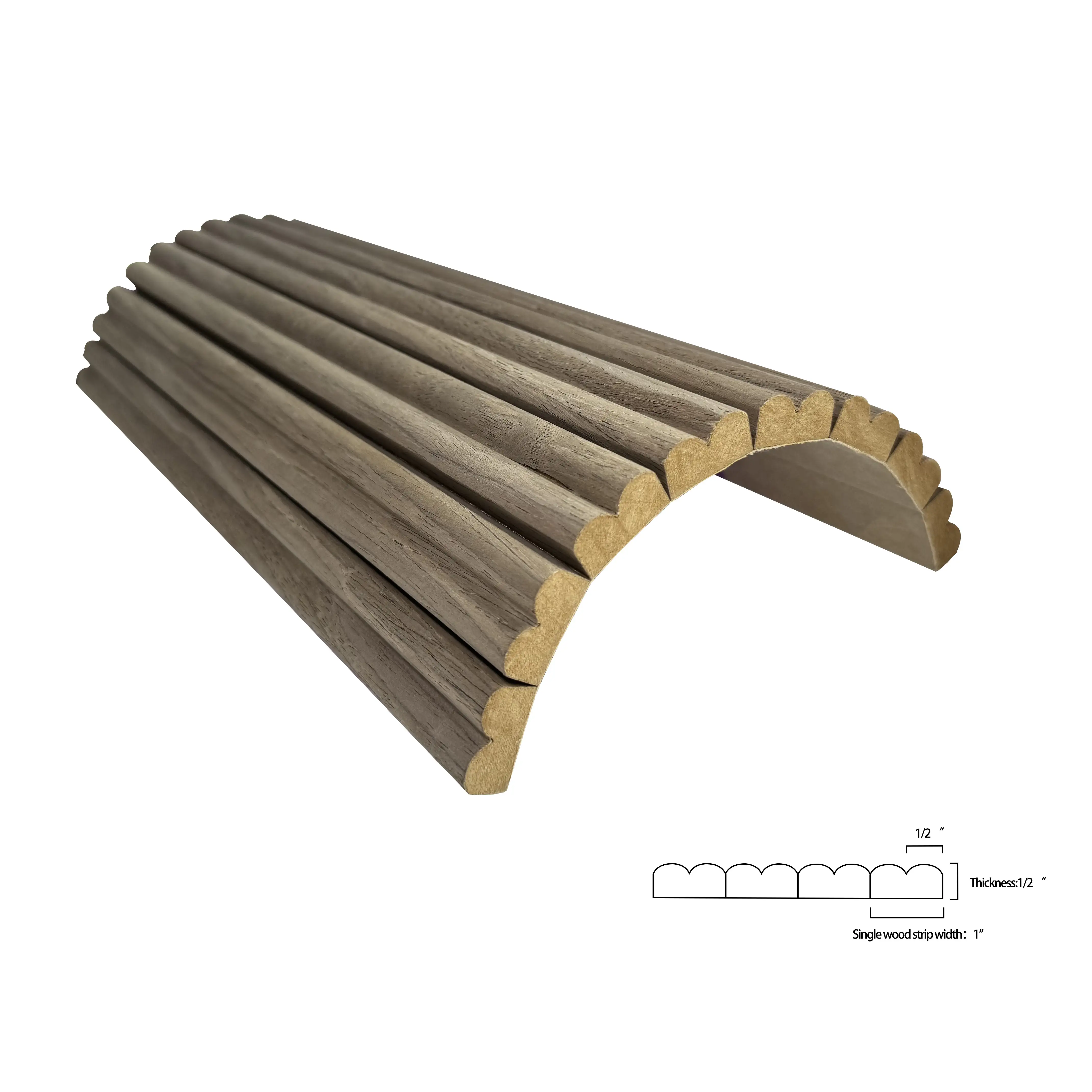 Double Round Wooden Slats Acoustic Panels 3D Flexible Wall and Ceiling Panels 1