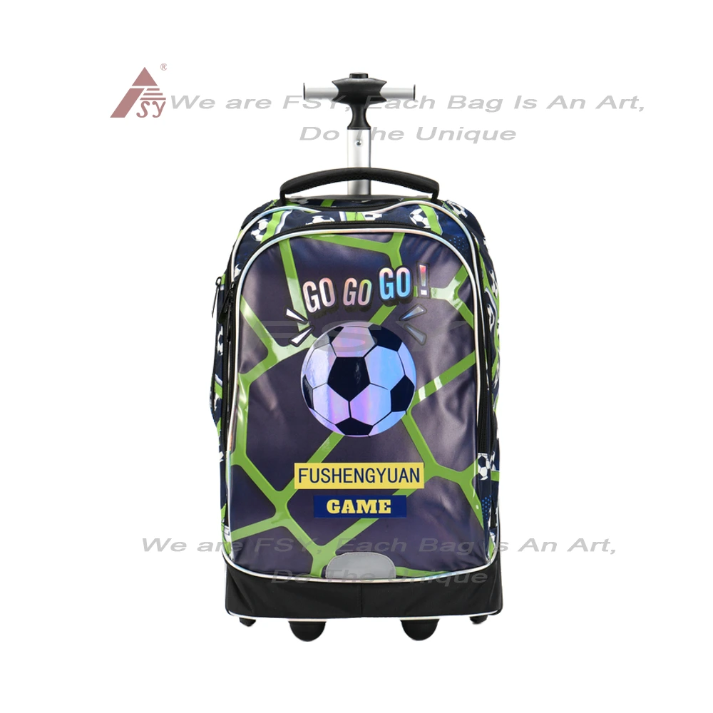 Fsy Custom Soccer /football Style Detachable School Trolley Backpack For Adult Student Travel Backpack With Recycled Material 1