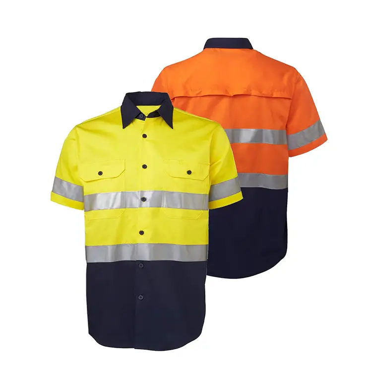Camisas de trabajo unisex personalizadas, camisetas de trabajo de manga corta de alta visibilidad, camisas de seguridad para trabajos de construcción 1