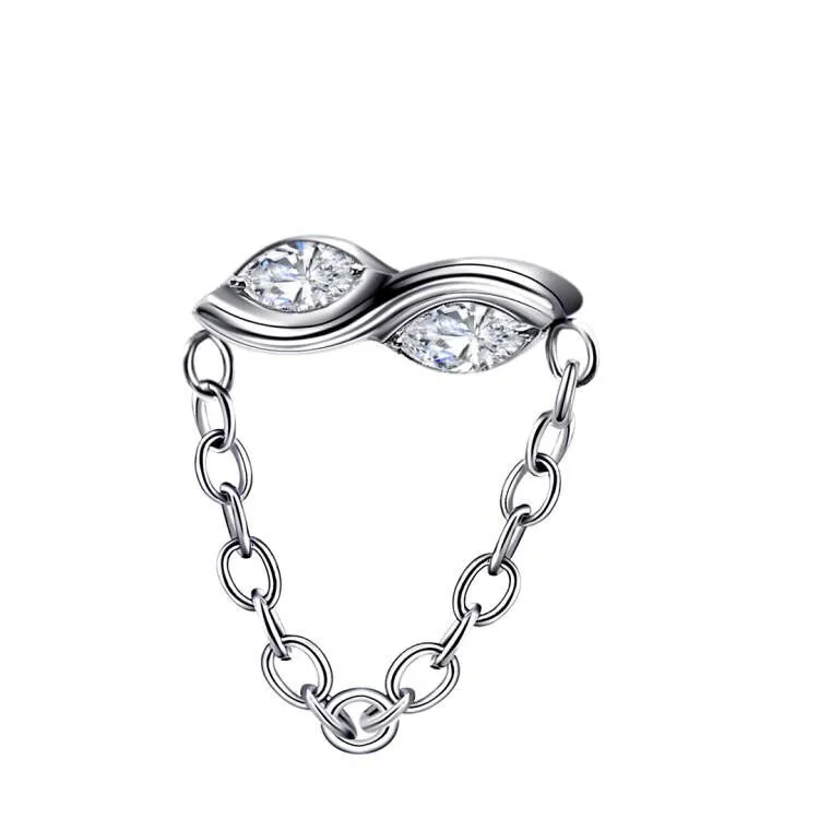 Eternal Metal Titanio Piercing Double Marquise Internally Threaded Labret Titanium Piercing Jewelry 1