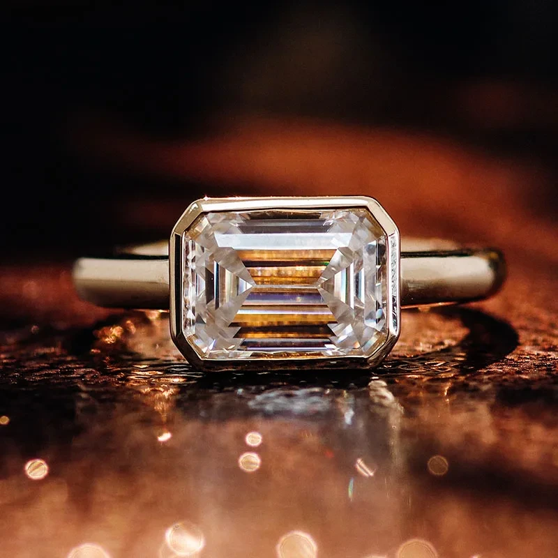 SEPT descuento al por mayor 2ct esmeralda Cut def moissanite diamante anillo de boda de diamantes 10k damond moissanite mujer anillo joyas finas 1