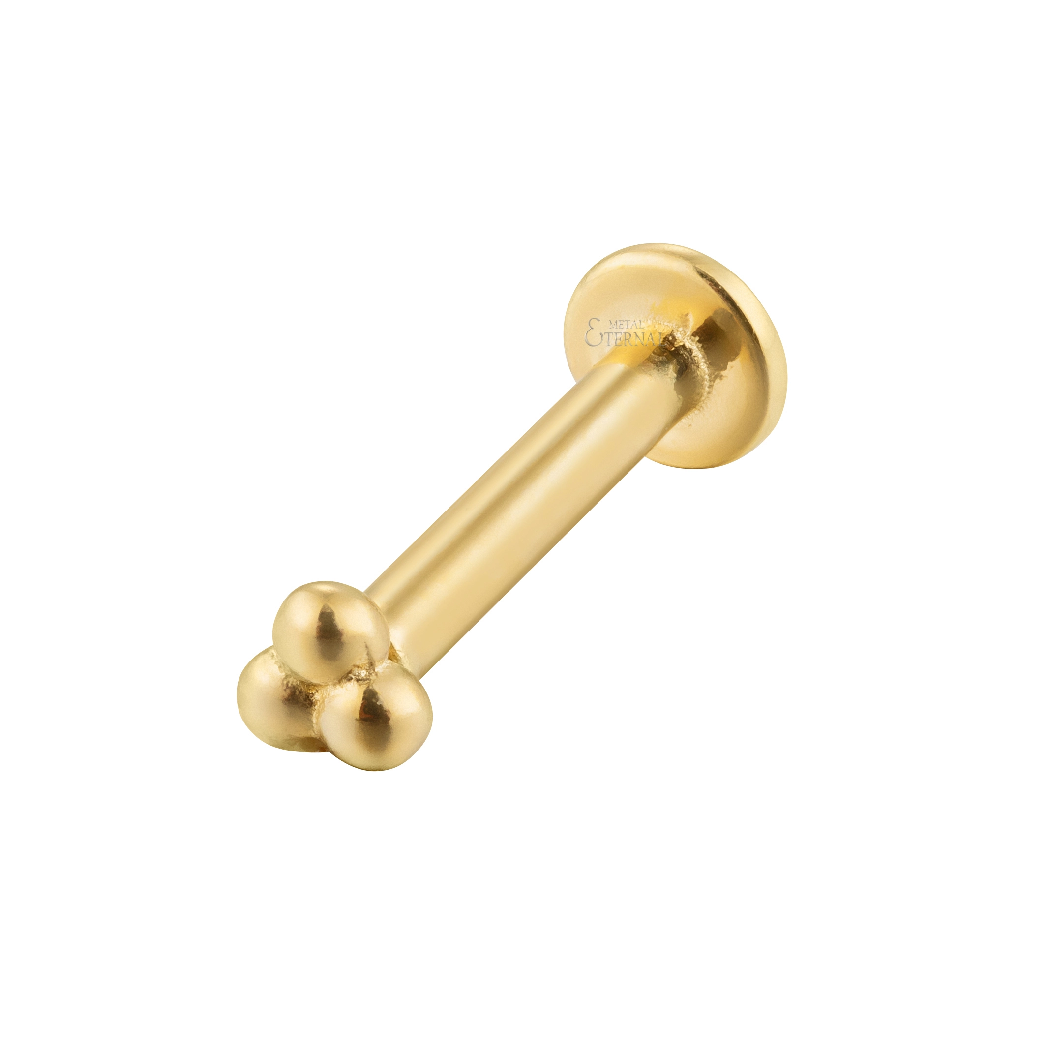 Eternal Metal 14k Gold Piercing 3 Balls Sold Gold Threadless Top Piercing Jewelry Labret 1
