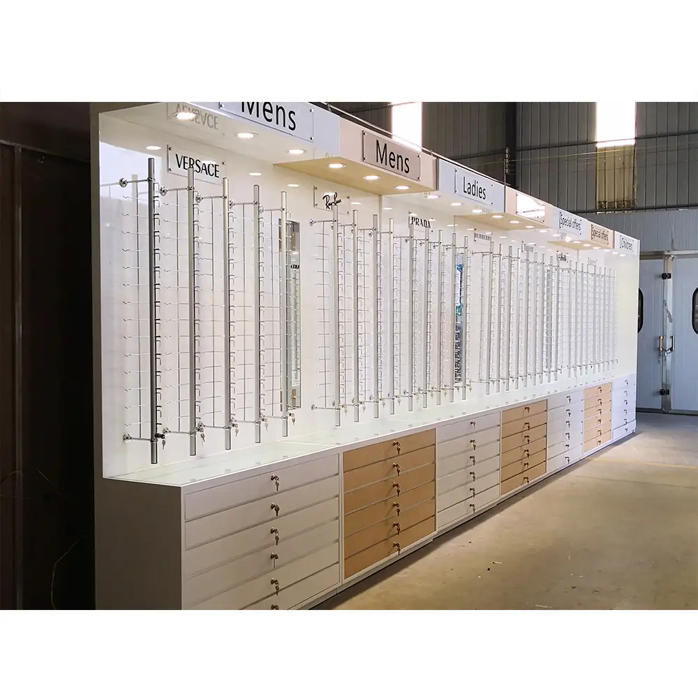 خزانة عرض أرضية خشبية بالجملة للنظارات الشمسية والنظارات الطبية 1