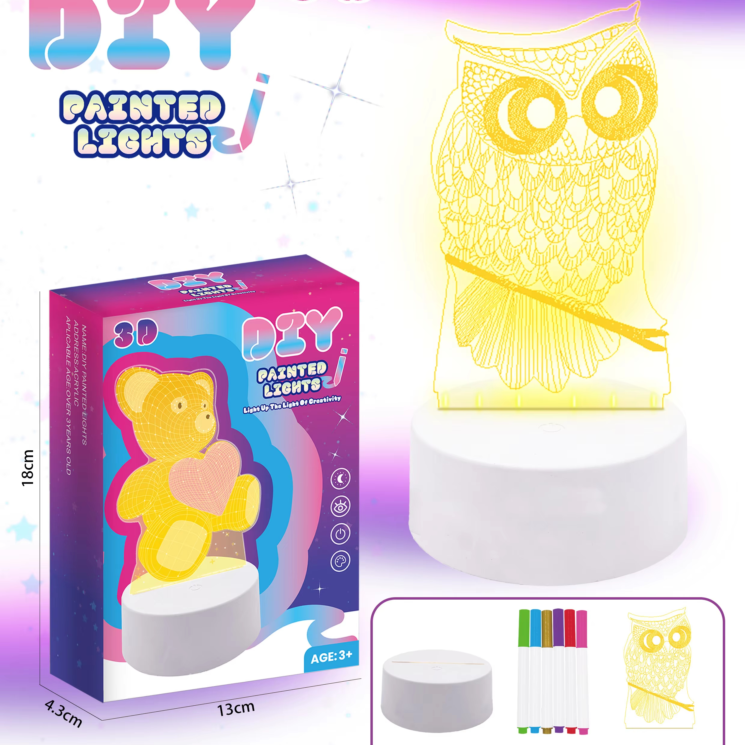Creative Acrylic Lamp  Gl-CY21 3 Color Changing Drawing Board USB Touch Night Light Guangli 1