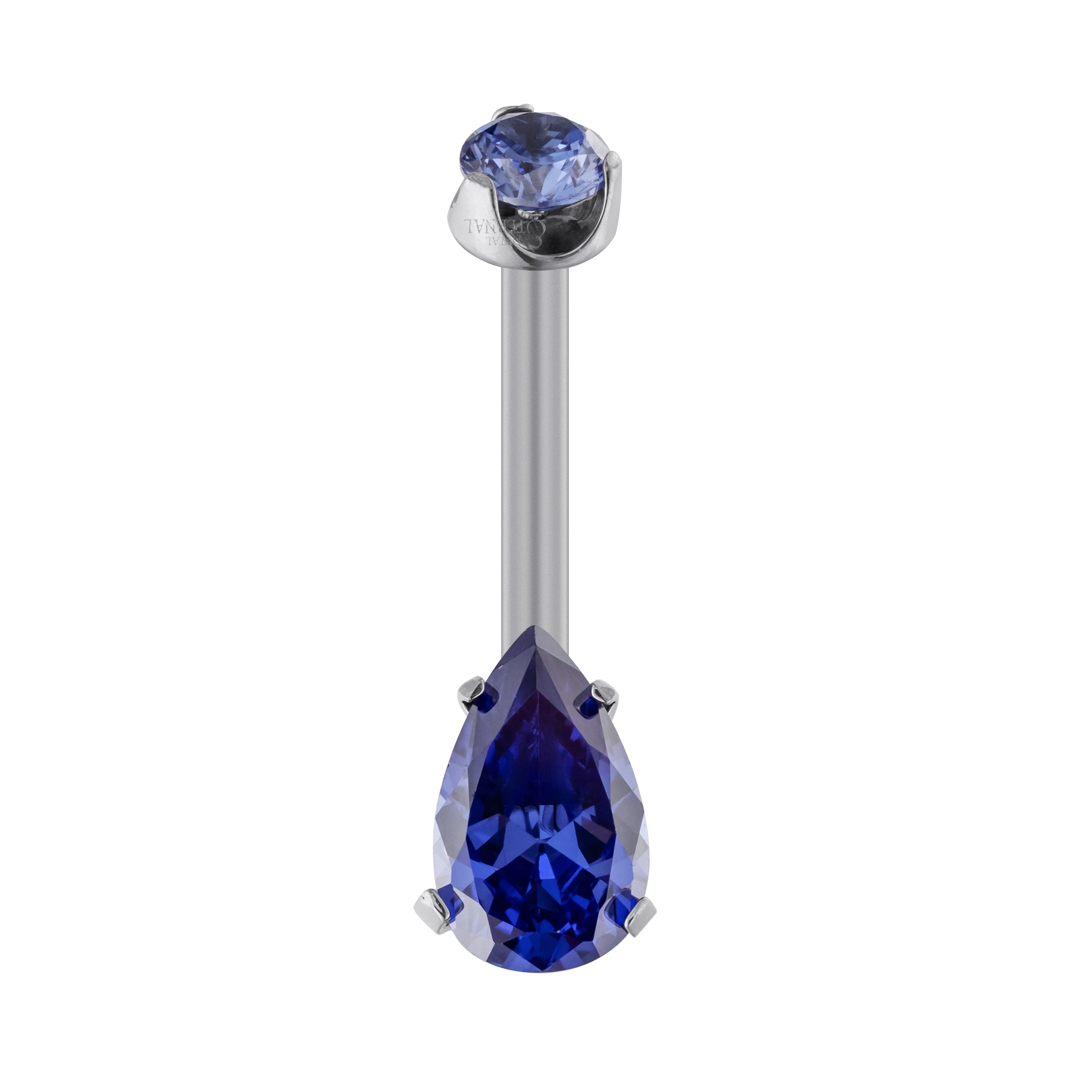 Eternal Metal Astm F136 Titanium Wholesale Blue Teardrop Curved Barbell Belly Ring G23 Titanium Piercing 1
