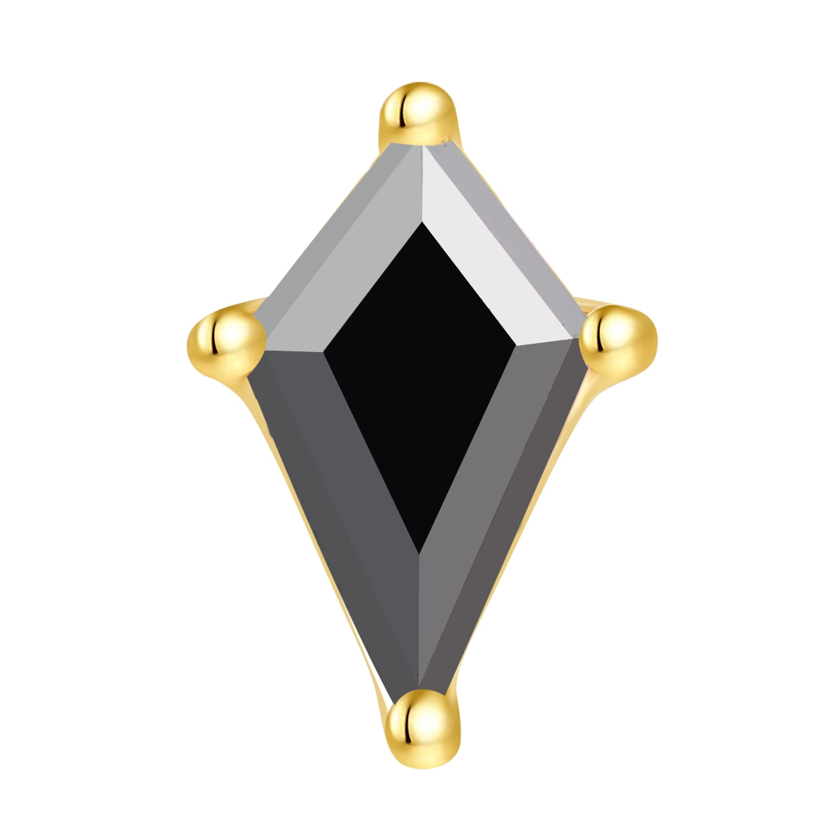 Eternal Metal 14k Solid Gold Kite Threadless Ear Nose Jewelry Romantic Wedding Party Gift With Black Zircon Claw Setting Inlay 1