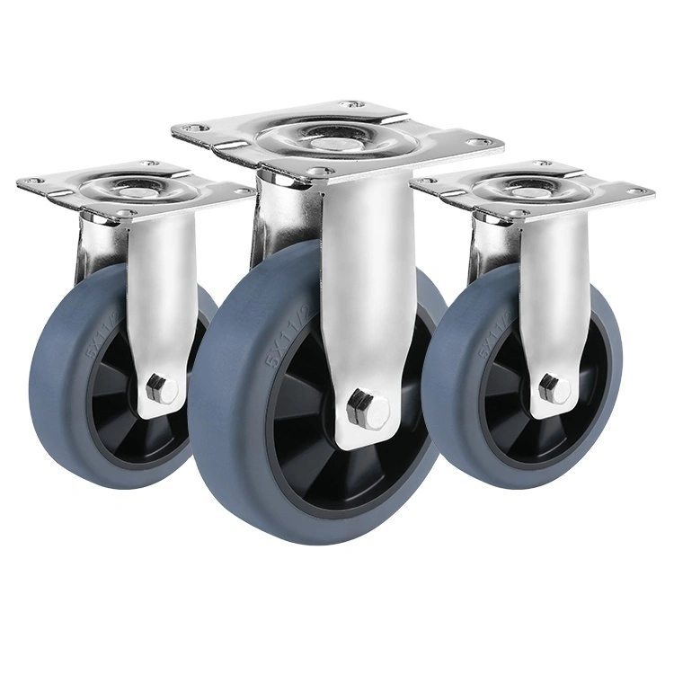 Hand Cart Workshop 150mm 6 Inch Medium Heavy Duty Revolving Thermoplastic Rubber Tpr Plastic Caster Wheels 1