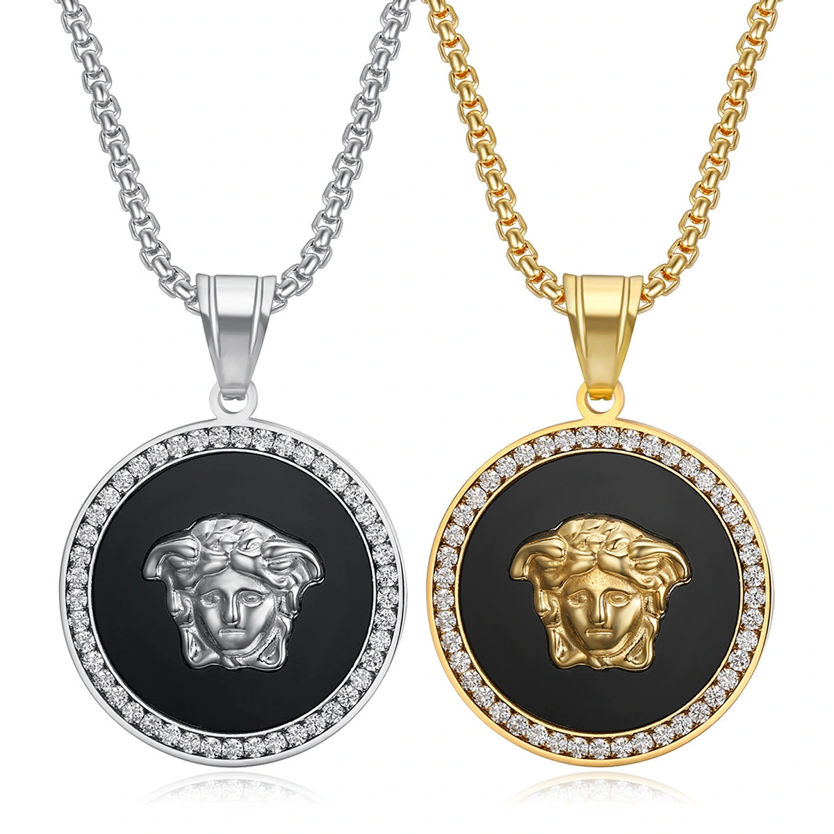Gold Hiphops Crystal Medusa Pendant Greek Mythology Medusa Gorgon Pendant Necklace Ancient Greece Jewelry Gifts For Women Men 1