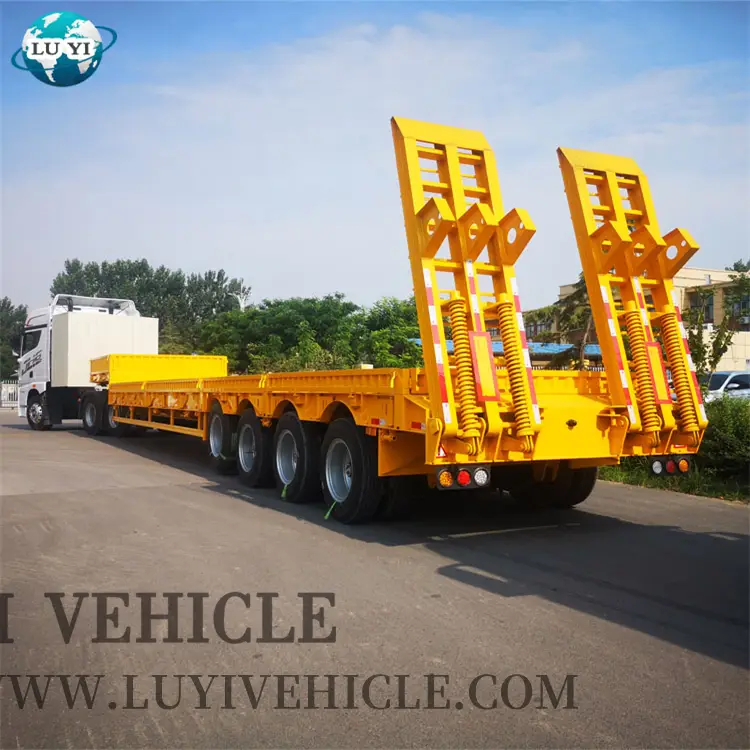 4 محاور متعددة الوظائف 100 T مقطورة شبه شاحنة منخفضة 1