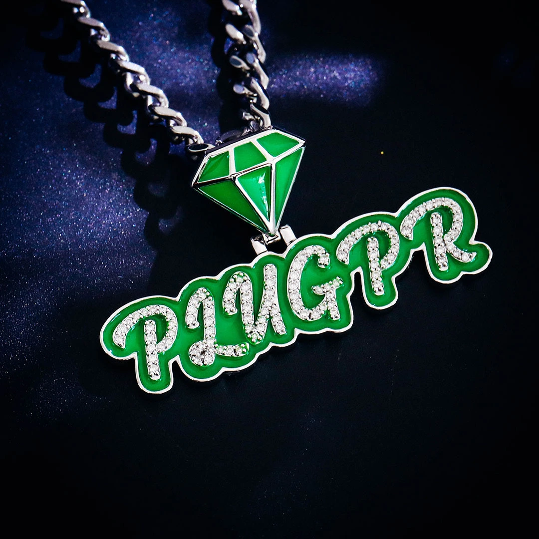Custom Name Hip Hop Pendant 925 Silver Vvs Moissanite Diamond Personalized Letter Enamel Charm Pendant 1