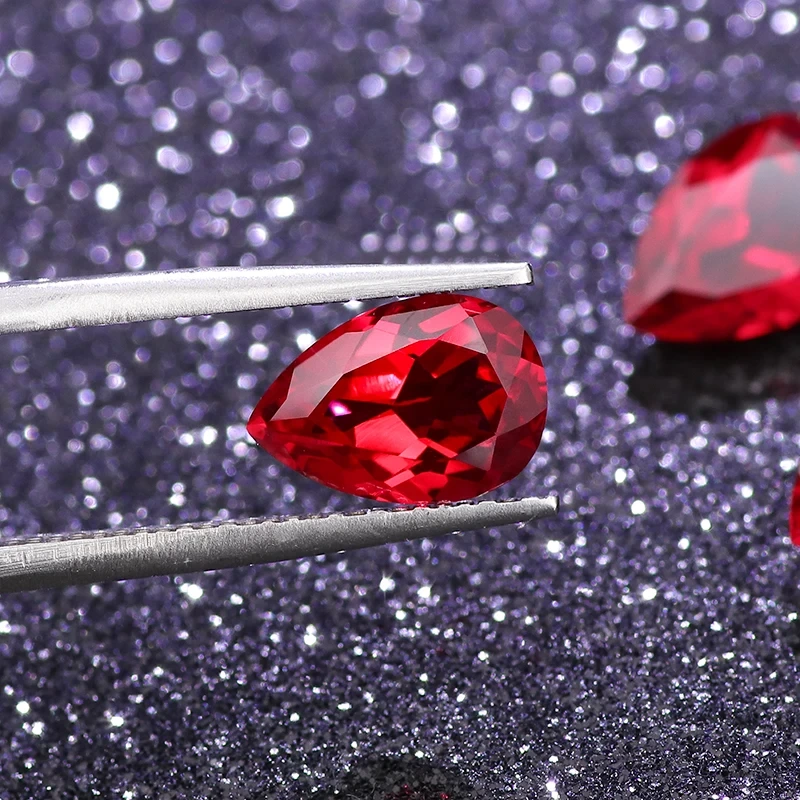 Wholesale Lab Grown Gemstones High Quality Custom Pear Shape Gra Certified Lab Loose Stones Ruby Color For Woman Jewelry 1