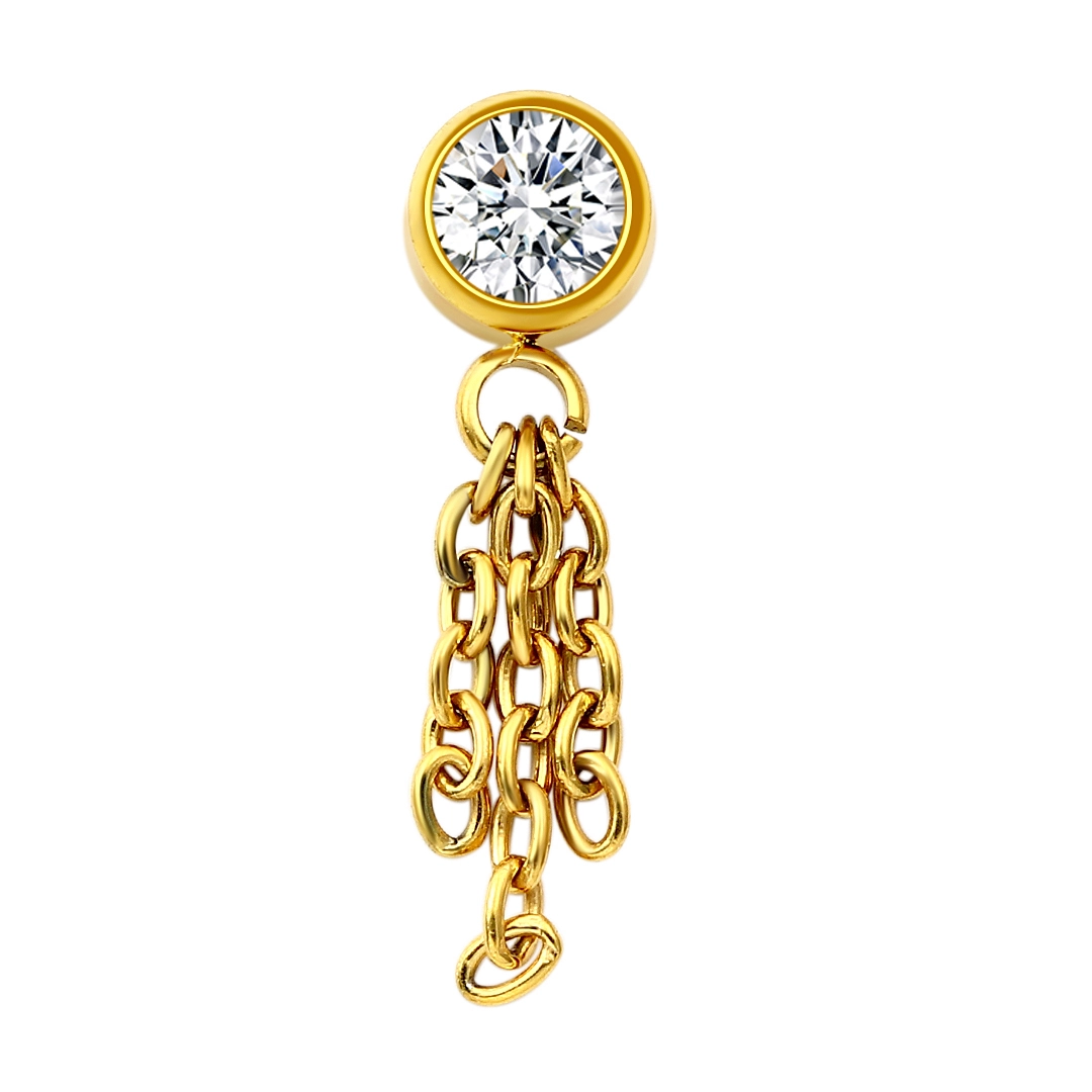 Eternal Metal Astm F136 Titanium Internally Threaded Zircon Top With Chains Helix Lobe Labret Piercing Jewelry 1