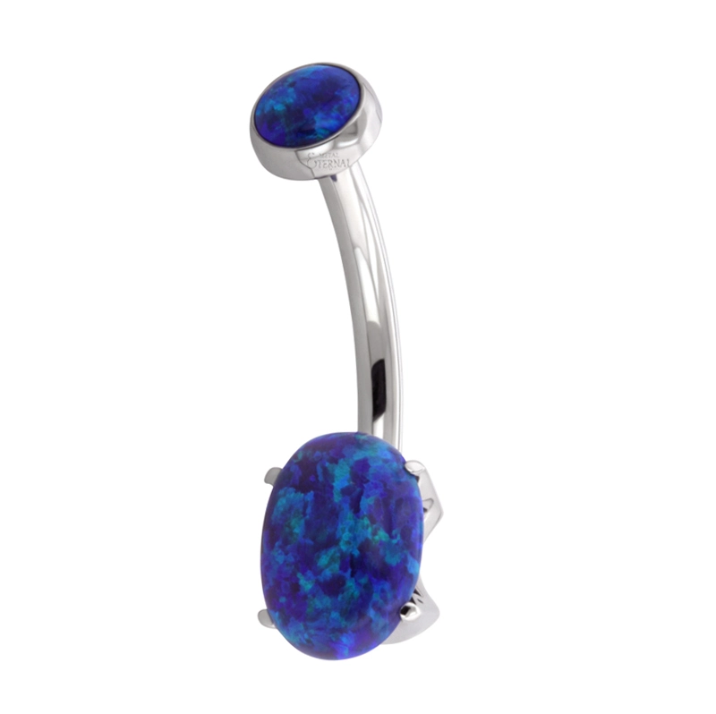 Eternal Metal Astm F136 Titanium Internally Threaded Top Round Bezel Set Opal Cluster Belly Navel Rings Body Jewelry 14g 1