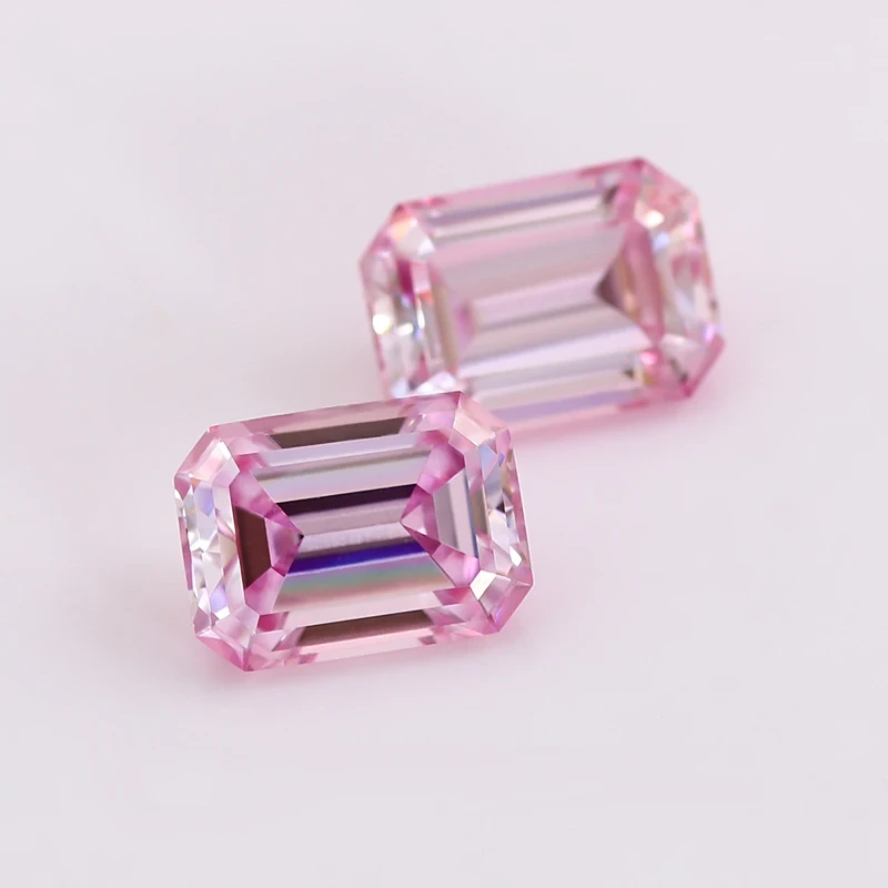 Attractive Pink Moissanite Emerald Brilliant Cut Moissanite Loose Stones 1