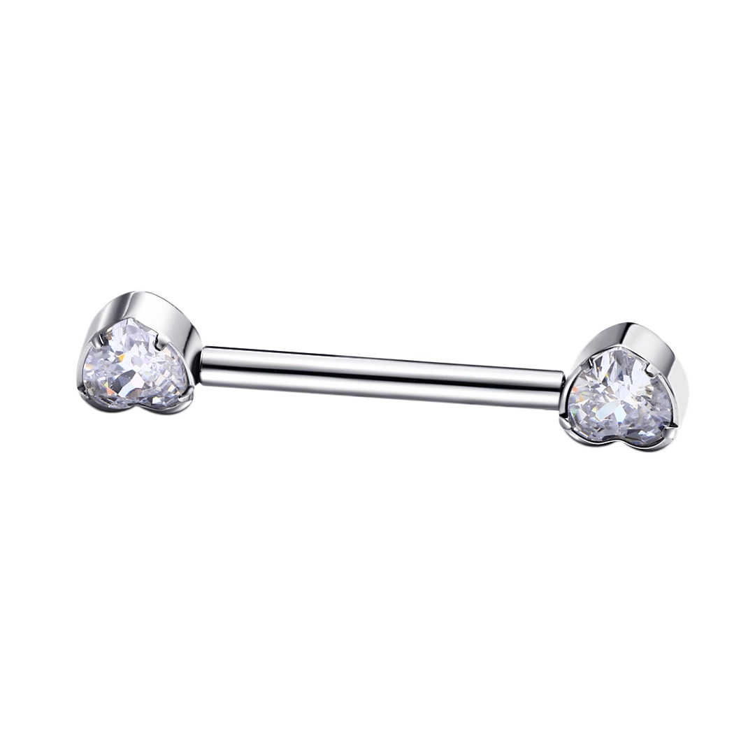 Eternal Metal Astm F136 Titanium Threadless Prong Cz Heart Barbells Piercing Jewelry Nipple Piercing 1