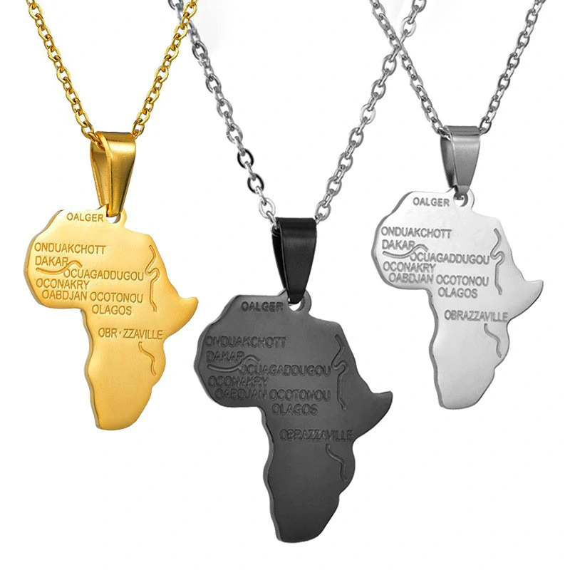 Manufacturer Wholesale Fashion Popular Beautiful Map Of Africa Pendants Necklace Men And Women Universal Beautiful Necklace 1