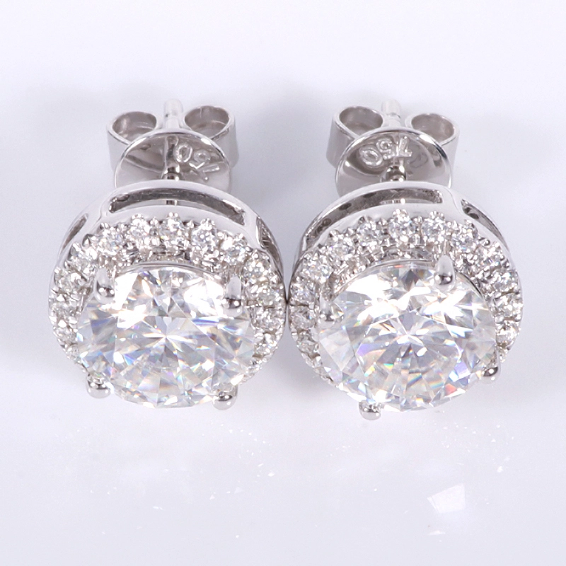 14k de oro blanco 8 corazones & 8 flechas de aretes moissanite perno para mujeres joyas de diamantes 1