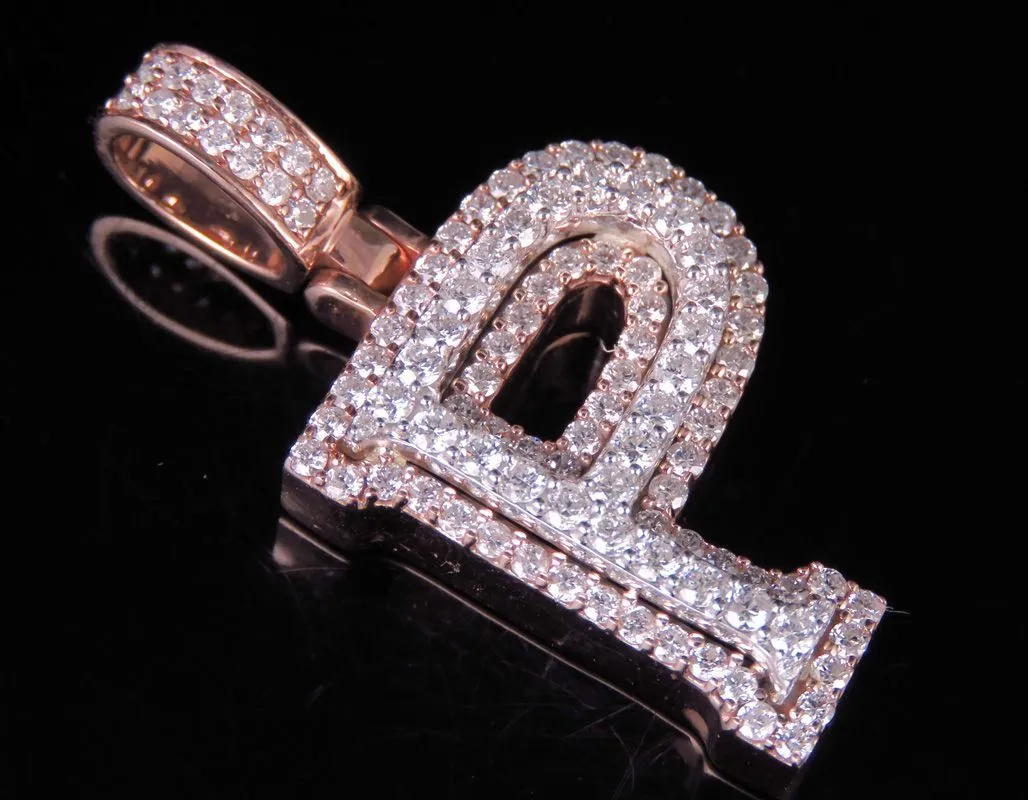 Schillernde echte 10k Rose & Weißgoldbrief P Anhänger mit Moissanit Diamond 1