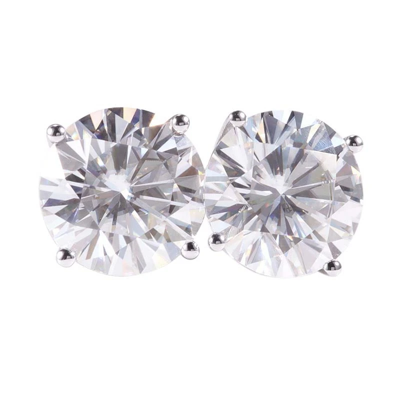 Provence Jewelry 925 Serling Silver 5 mm Round Brilliant Cut Moisses d'oreilles Moisanite Style classique tendance 1