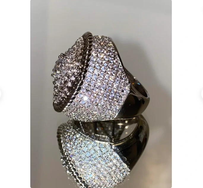 New Hot Selling Moissanite Diamond Jewelry 10k White Gold Hip Hop Rings For Men 1