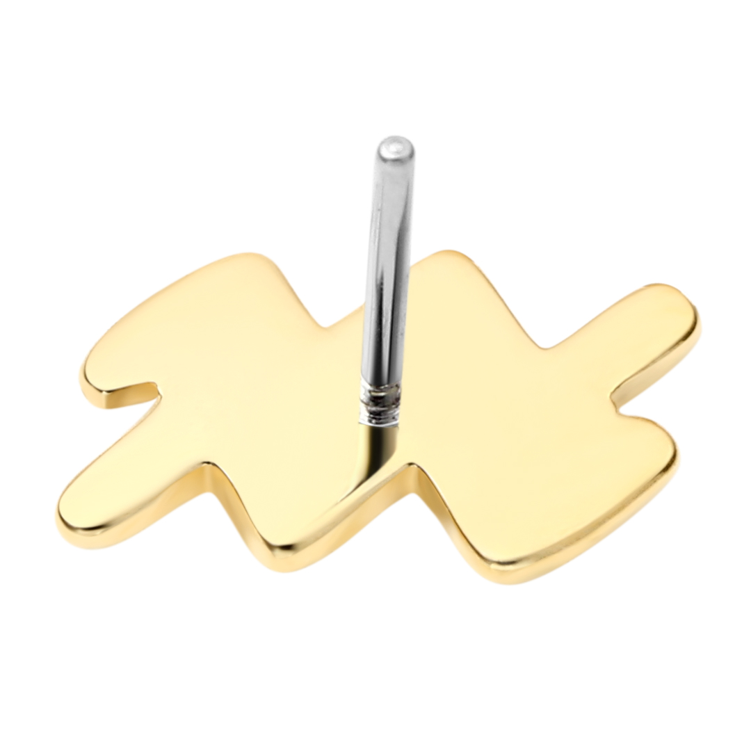 Eternal Metal 14k Solid Gold Zodiac Signs Aquarius Helix Tragus<000000> Labret Jewelry Threadless Push In Ends Tops 7