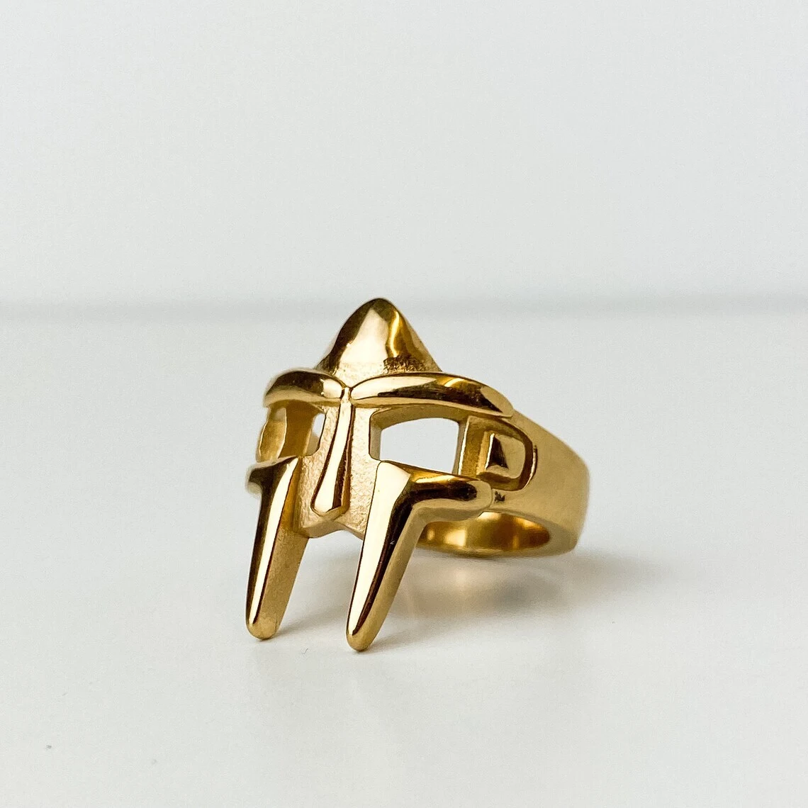 Unique Chunky Df Doom Cool Hip Hop Man Jewelry Solid 14k Gold Ring 1