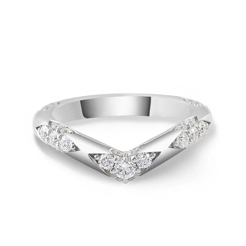 New Fashion Custom V-shaped Lacie Band 14k White Gold Ring Lab-grown Diamond Wedding Ring Men And Women Can Wear 1