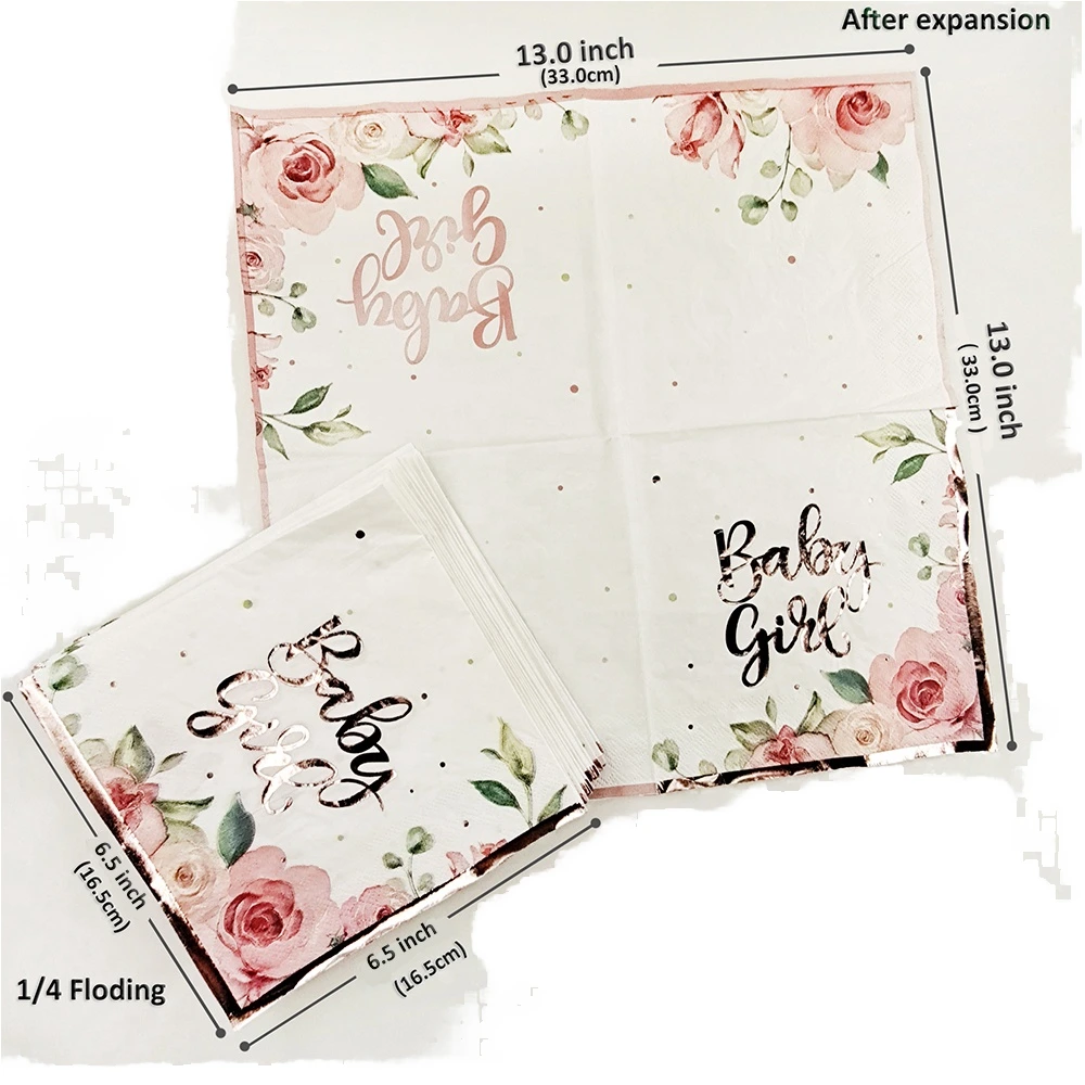 Rose Baby Girl Printed Napkin 2-ply Disposable Paper Tableware 1