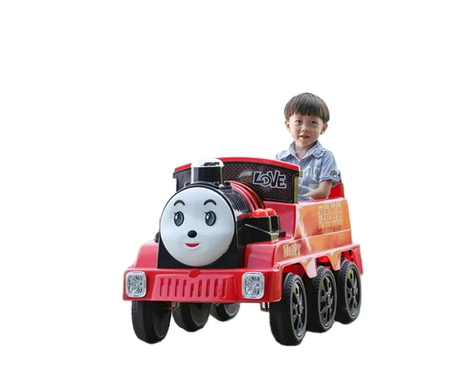 I nuovi bambini viaggiano sul giocattolo del treno elettrico dei cartoni animati da 12 V in vendita 1