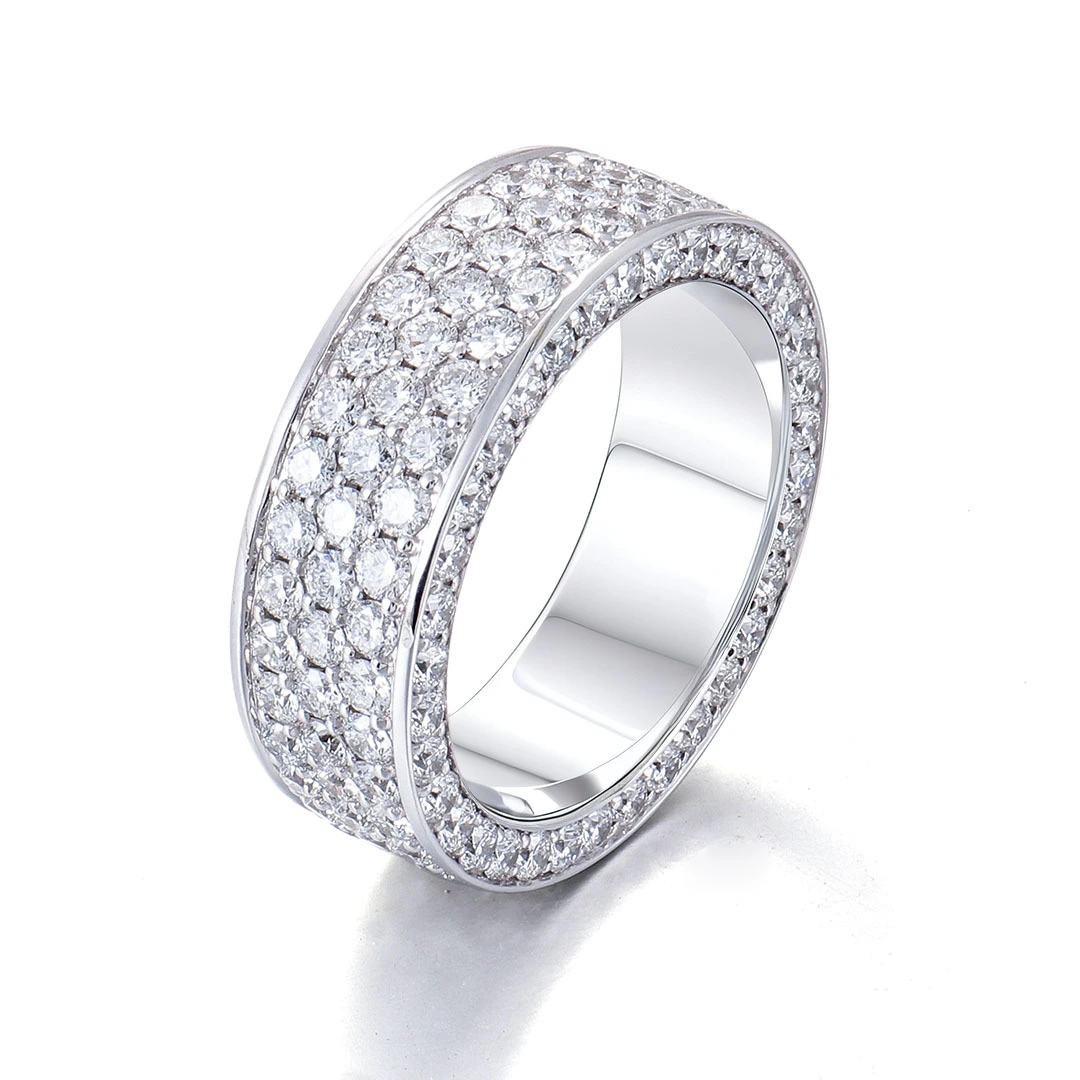 Provence Gem Male Band 14k 18k Wg Lab Grown Diamond 6.5ctw Wedding Band 8mm Width 1